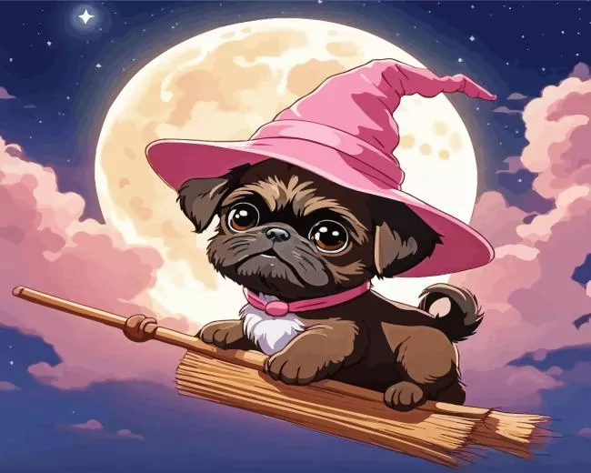 brown pug puppy wizard Diamond Paintings Brown Pug Puppy Wizard Diamond Painting