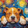 Brown Stafford Dog Art Diamond Painting