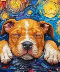 Brown Stafford Dog Art Diamond Painting