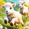 Cute Fluffy Lambs Diamond Painting