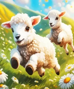 Cute Fluffy Lambs Diamond Painting