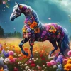 Floral Horse Art Diamond Painting