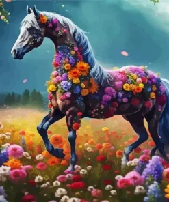 Floral Horse Art Diamond Painting