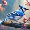 Florida Blue Jay Bird Art Diamond Painting