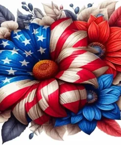Flower American Flag Diamond Painting
