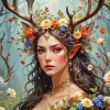 Flower Antlers Diamond Painting