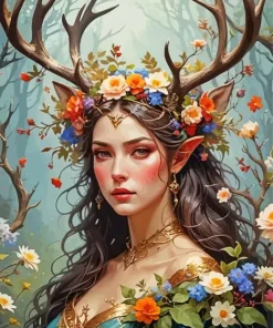 Flower Antlers Diamond Painting