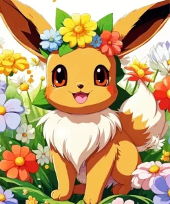 Flower Eevee Art Diamond Painting
