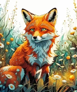 Flower Fox Art Diamond Painting