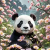 Flower Panda Art Diamond Painting