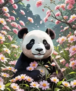 Flower Panda Art Diamond Painting
