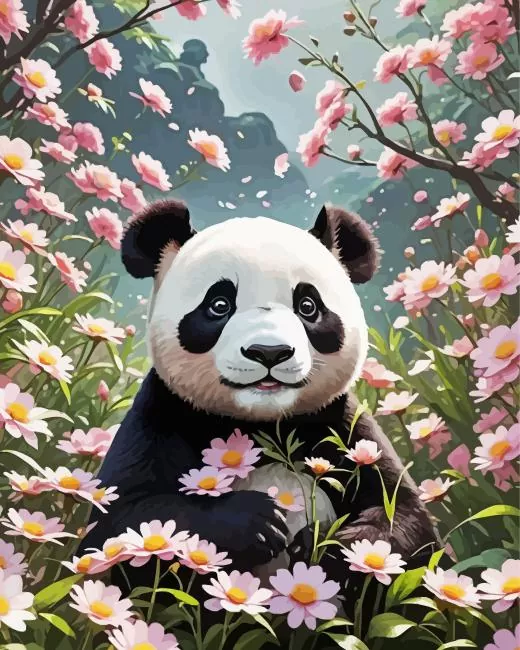 flower panda art Diamond Painst Flower Panda Art Diamond Painting
