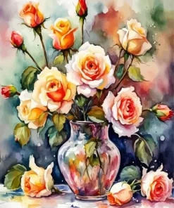 Flower Vase With Roses Diamond Painting