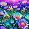 Flowers And Bees Diamond Painting