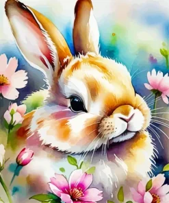 Flowers And Bunny Art Diamond Painting