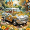 Flowers And Car Art Diamond Painting