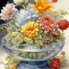 Flowers In Glass Bowl Diamond Painting