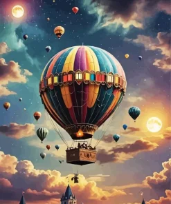Flying Hot Air Balloon Diamond Painting