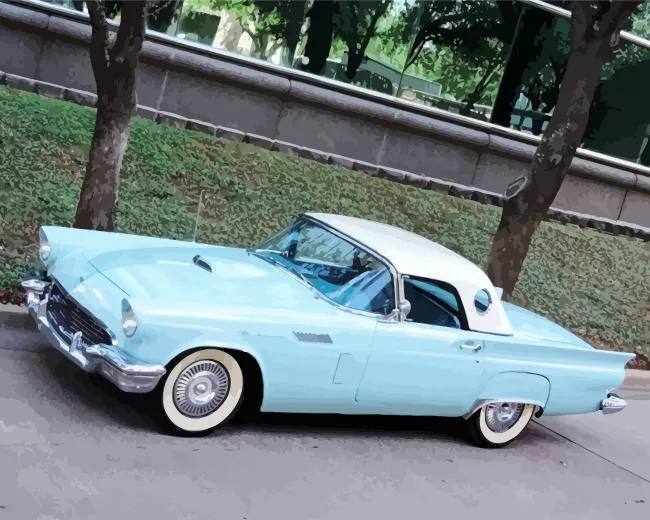 ford thunderbird light blue art Diamond Paintings Ford Thunderbird Light Blue Art Diamond Painting