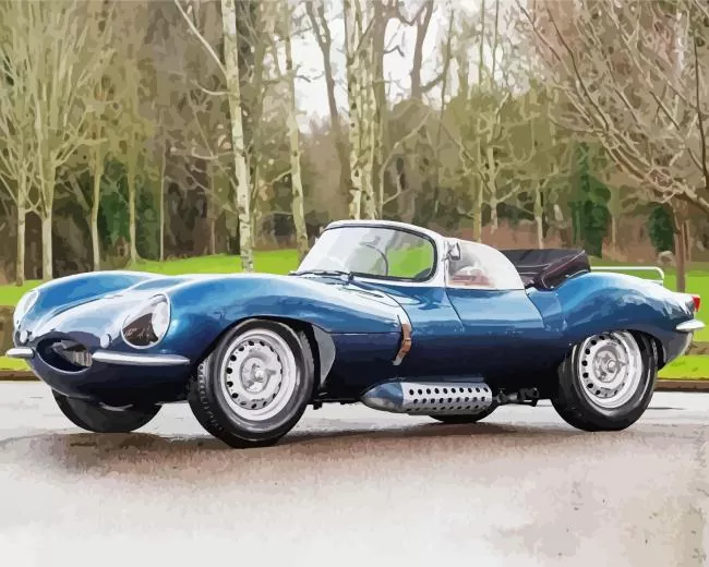 jaguar xkss car Diamond With Numbers Jaguar Xkss Car Diamond Painting