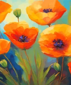 Orange Poppies Diamond Painting