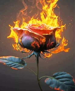 Pink Flower Burning Rose Diamond Painting