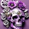 Purple Cyberpunk Floral Skull Diamond Painting