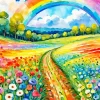 Rainbow Flowers Field Diamond Painting