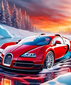 Red Bugatti Veyron Diamond Painting