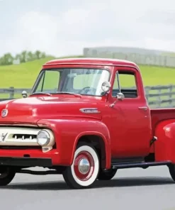 Red Ford Old Pickup Diamond Painting