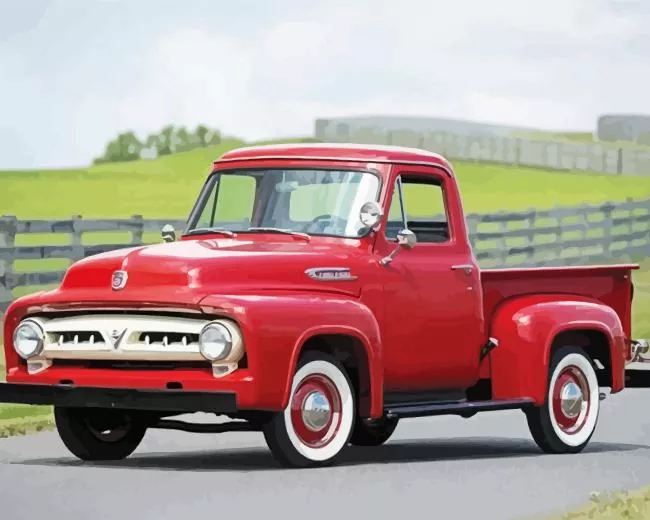 red ford old pickup Diamond Paintings Red Ford Old Pickup Diamond Painting