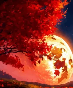 Red Forest Art Diamond Painting