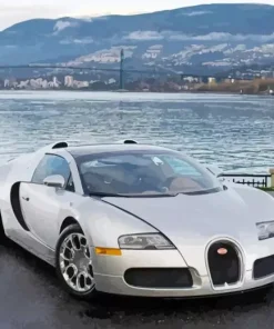 Silver Bugatti Veyron Car Diamond Painting