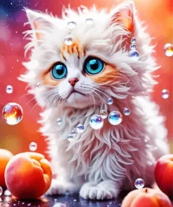 White Fluffy Baby Cat Diamond Painting