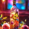 Yellow Butterfly Glass Bottle Diamond Painting