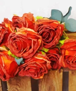 Antique Burnt Orange Flowers Diamond Painting