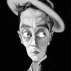 Black And White Buster Keaton Caricature Diamond Painting