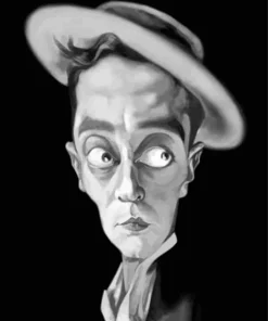 Black And White Buster Keaton Caricature Diamond Painting
