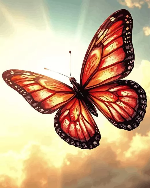 Black and red butterfly flying Diamond Paintings Black And Red Butterfly Flying Diamond Painting