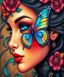 Butterfly On Face Diamond Painting