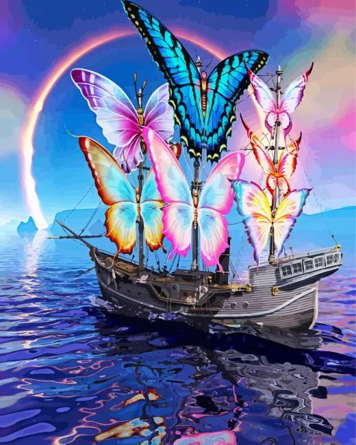 Butterfly Ship Diamond By Numbers Butterfly Ship Diamond Painting