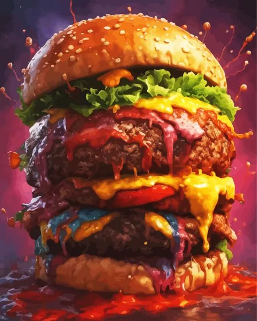 Delicious Burger Diamond By Numbers Delicious Burger Diamond Painting