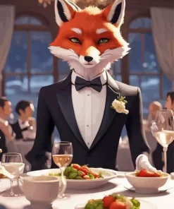 Aesthetic Fox Gentleman Art Diamond Painting