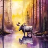 Bull Moose In Water Diamond Painting