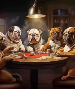 Bulldogs Playing Poker Diamond Painting