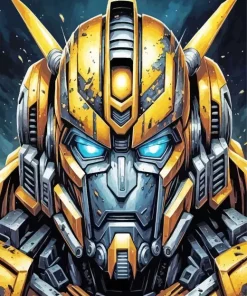 Bumblebee Transformer Face Diamond Painting