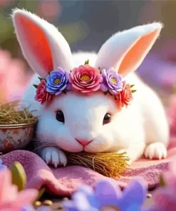 Bunny With Flower Crown Diamond Painting