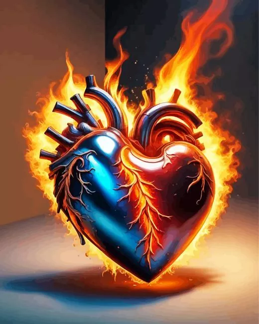 burning heart Diamond By Numbers Burning Heart Diamond Painting