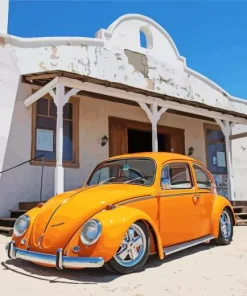 Burnt Orange Vw Beetle Car Diamond Painting