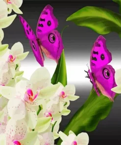Butterflies And Orchids Diamond Painting